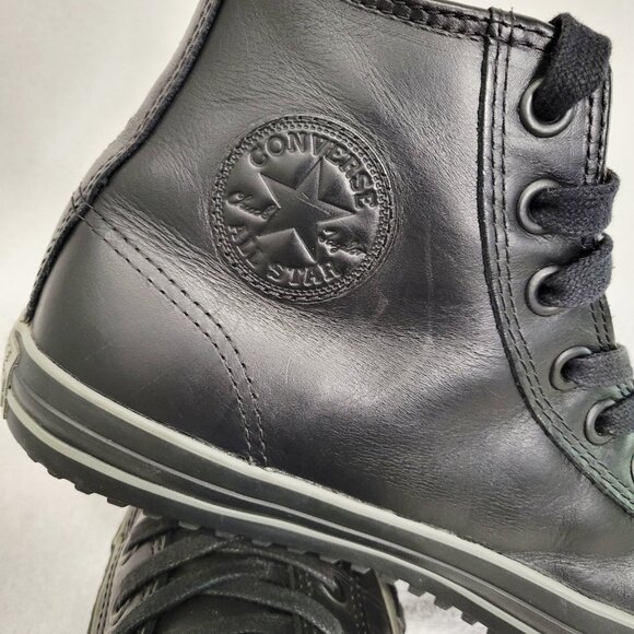 "Chuck Taylor" All Star Converse~ Men, Leather High Top- Black on Black- Size:11 - Picture 9 of 13